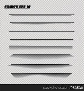 Page divider with transparent shadows isolated. Pages separation vector set. Transparent shadow realistic illustration.. Page divider with transparent shadows isolated. Pages separation vector set. Transparent shadow realistic illustration