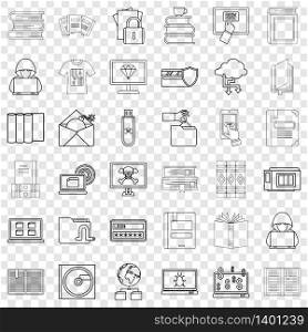 Page icons set. Outline style of 36 page vector icons for web for any design. Page icons set, outline style