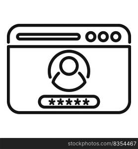 Page log password icon outline vector. Web account. Internet screen. Page log password icon outline vector. Web account