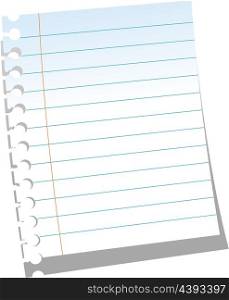 Page of notebook on white background. Vector illustration