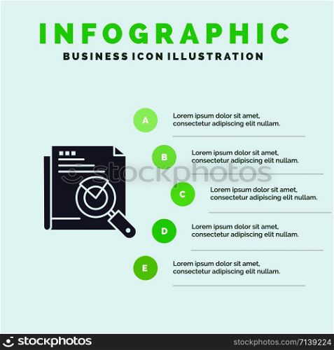Page, Search, Web, Page Search, Layout Solid Icon Infographics 5 Steps Presentation Background