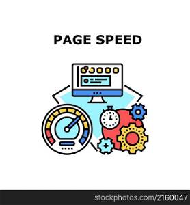 Page speed website time. internet test performance. fast load seo. computer data search vector concept color illustration. Page speed icon vector illustration