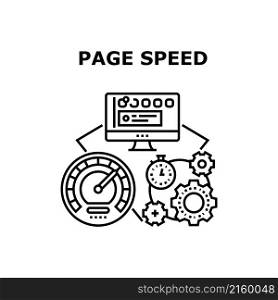 Page speed website time. internet test performance. fast load seo. computer data search vector concept black illustration. Page speed icon vector illustration