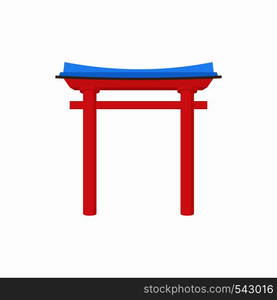 Pagoda arch icon in cartoon style on a white background. Pagoda arch icon in cartoon style