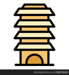 Pagoda building icon outline vector. China house. Japan palace color flat. Pagoda building icon vector flat