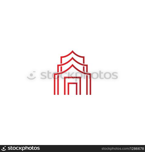 Pagoda building illustration vector template