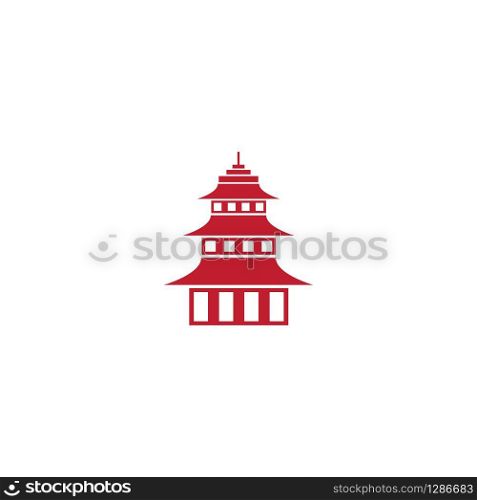 Pagoda building illustration vector template