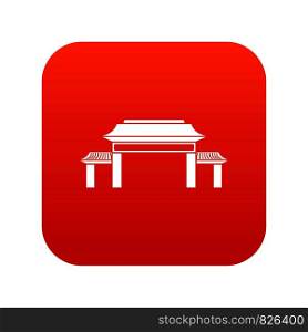 Pagoda icon digital red for any design isolated on white vector illustration. Pagoda icon digital red