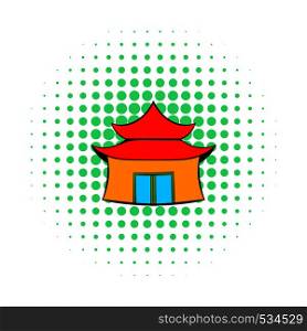 Pagoda icon in comics style on a white background. Pagoda icon in comics style