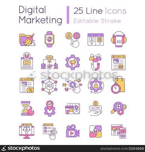 Paid advertisement on web sources RGB color icon. Digital marketing strategy. Online promoting. Isolated vector illustration. Simple filled line drawing. Editable stroke. Arial font used. Paid advertisement on web sources RGB color icon