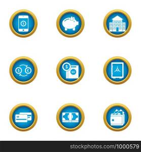 Paid service icons set. Flat set of 9 paid service vector icons for web isolated on white background. Paid service icons set, flat style