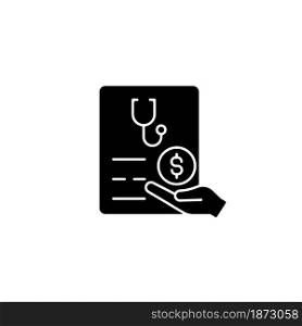 Paid sick days black glyph icon. Keep employees healthy. Decreasing employee absenteeism. Paid time off from work. Reducing flu spread. Silhouette symbol on white space. Vector isolated illustration. Paid sick days black glyph icon