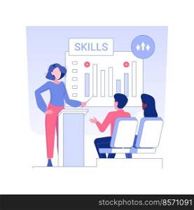 Paid training and development isolated concept vector illustration. Employees for advanced paid training courses, business etiquette, corporate culture, company rules vector concept.. Paid training and development isolated concept vector illustration.