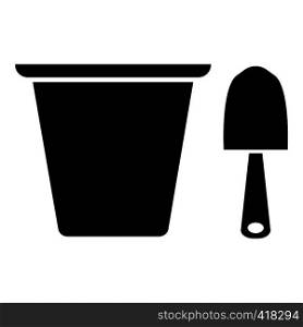 Pail and shovel icon. Simple illustration of pail and shovel vector icon for web. Pail and shovel icon, simple style