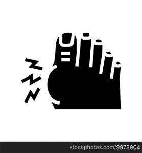 pain in big toe glyph icon vector. pain in big toe sign. isolated contour symbol black illustration. pain in big toe glyph icon vector illustration