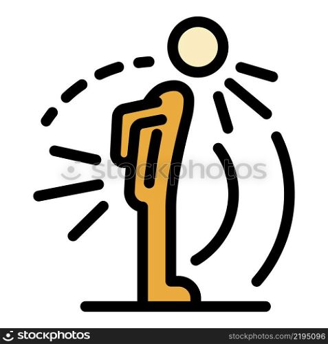 Pain in the back and head icon. Outline pain in the back and head vector icon color flat isolated. Pain in the back and head icon color outline vector