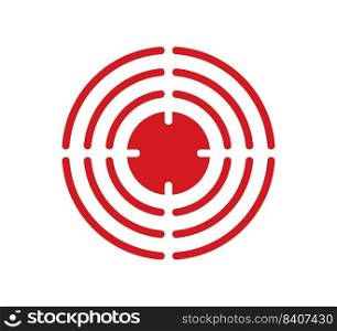Pain point icon. Pain red circle mark. Target spot symbol for medical design. Concept killer for headaches, abdominal aches. Editable stroke. Vector illustration isolated on white background.. Pain point icon. Pain red circle mark. Target spot symbol for medical design. Concept killer for headaches, abdominal aches. Editable stroke. Vector illustration isolated on white background