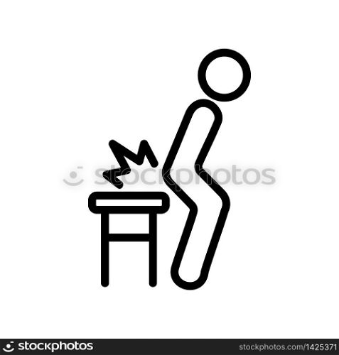 pain sitting on chair icon vector. pain sitting on chair sign. isolated contour symbol illustration. pain sitting on chair icon vector outline illustration