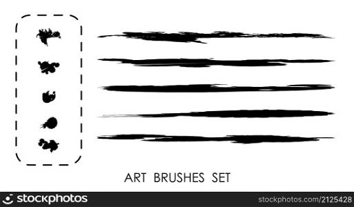 paint ART BRUSHES SET. Droped blots and dots. Set for decorative frames and strokes. Vector
