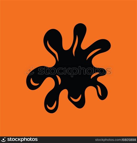 Paint blot icon. Orange background with black. Vector illustration.