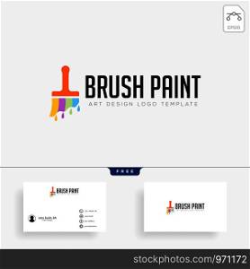 paint brush colorful logo template vector icon element with business card. paint brush colorful logo template vector icon element