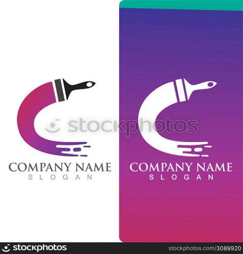 paint brush logo and symbol vector