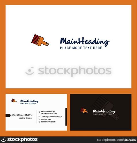 Paint brush Logo design with Tagline & Front and Back Busienss Card Template. Vector Creative Design