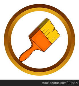Paint brush vector icon in golden circle, cartoon style isolated on white background. Paint brush vector icon
