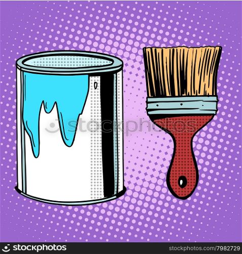 paint brush work painting design pop art retro style. paint brush work painting design