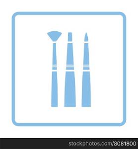 Paint brushes set icon. Blue frame design. Vector illustration.