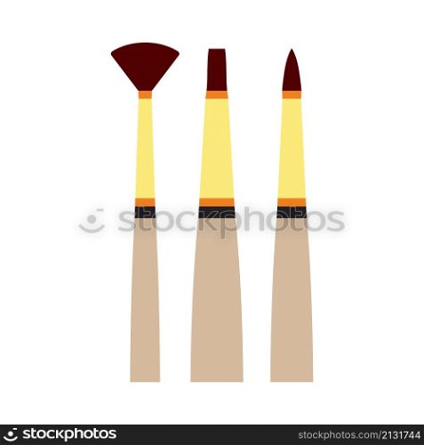 Paint Brushes Set Icon. Flat Color Design. Vector Illustration.