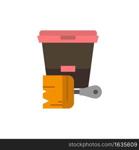 Paint, Bucket, Color, Brush  Flat Color Icon. Vector icon banner Template