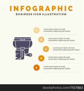 Paint, Bucket, Color, Brush Solid Icon Infographics 5 Steps Presentation Background