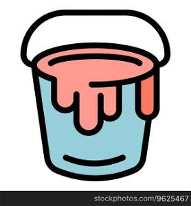 Paint bucket icon outline vector. Food cream. Natural dye color flat. Paint bucket icon vector flat