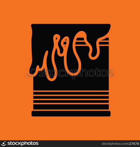 Paint can icon. Orange background with black. Vector illustration.