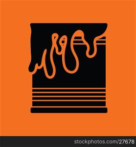 Paint can icon. Orange background with black. Vector illustration.