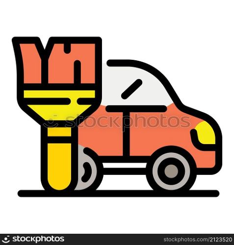 Paint car icon. Outline paint car vector icon color flat isolated. Paint car icon color outline vector