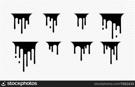 Paint dripping icon. Current drops. Black paint flows. Vector on isolated white background. EPS 10.. Paint dripping icon. Current drops. Black paint flows. Vector on isolated white background. EPS 10