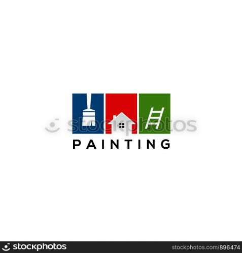 Paint home sign icon. Painting tool symbol. rainbow color home illustration.