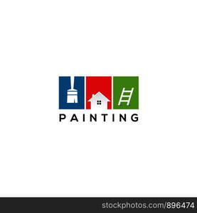 Paint home sign icon. Painting tool symbol. rainbow color home illustration.