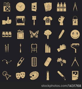 Paint icons set. Simple set of 36 paint vector icons for web for any design. Paint icons set, simple style