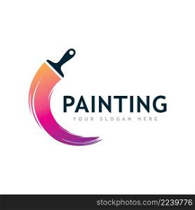 Paint logo full color luxury design style. Creative Brush concept 