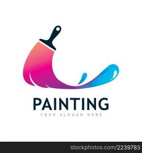 Paint logo full color luxury design style. Creative Brush concept