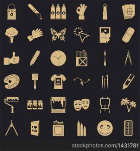 Paint material icons set. Simple set of 36 paint material vector icons for web for any design. Paint material icons set, simple style