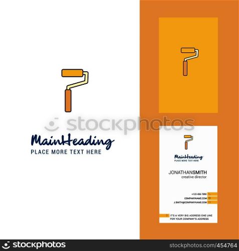 Paint roller Creative Logo and business card. vertical Design Vector