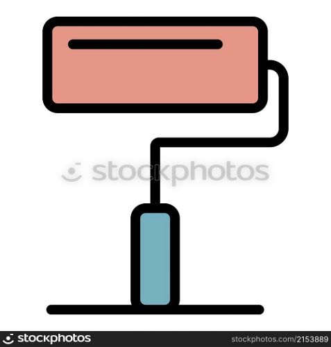 Paint roller icon. Outline paint roller vector icon color flat isolated. Paint roller icon color outline vector