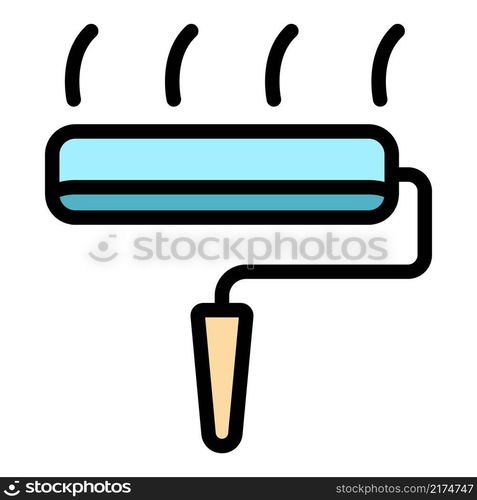 Paint roller icon. Outline paint roller vector icon color flat isolated. Paint roller icon color outline vector