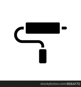 Paint roller tool black glyph ui icon. Tools for home renovation. E commerce. User interface design. Silhouette symbol on white space. Solid pictogram for web, mobile. Isolated vector illustration. Paint roller tool black glyph ui icon