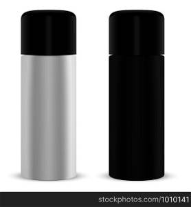 Paint Spray Tin. Cylinder Can Mock Up 3d Container. Aluninium Sprayer Aerosol for Cosmetic Freshener, Deodorant. 3d Black Metal or Plastic Tube for Grafitti, Hairspray or Foam.. Paint Spray Tin. Cylinder Can Mock Up 3d Container
