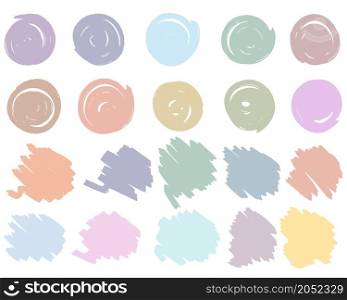 Paint stains set vector illustration. Collection of abstract brush strokes for background and substrate. Color highlighters for design isolated. Paint stains set vector illustration